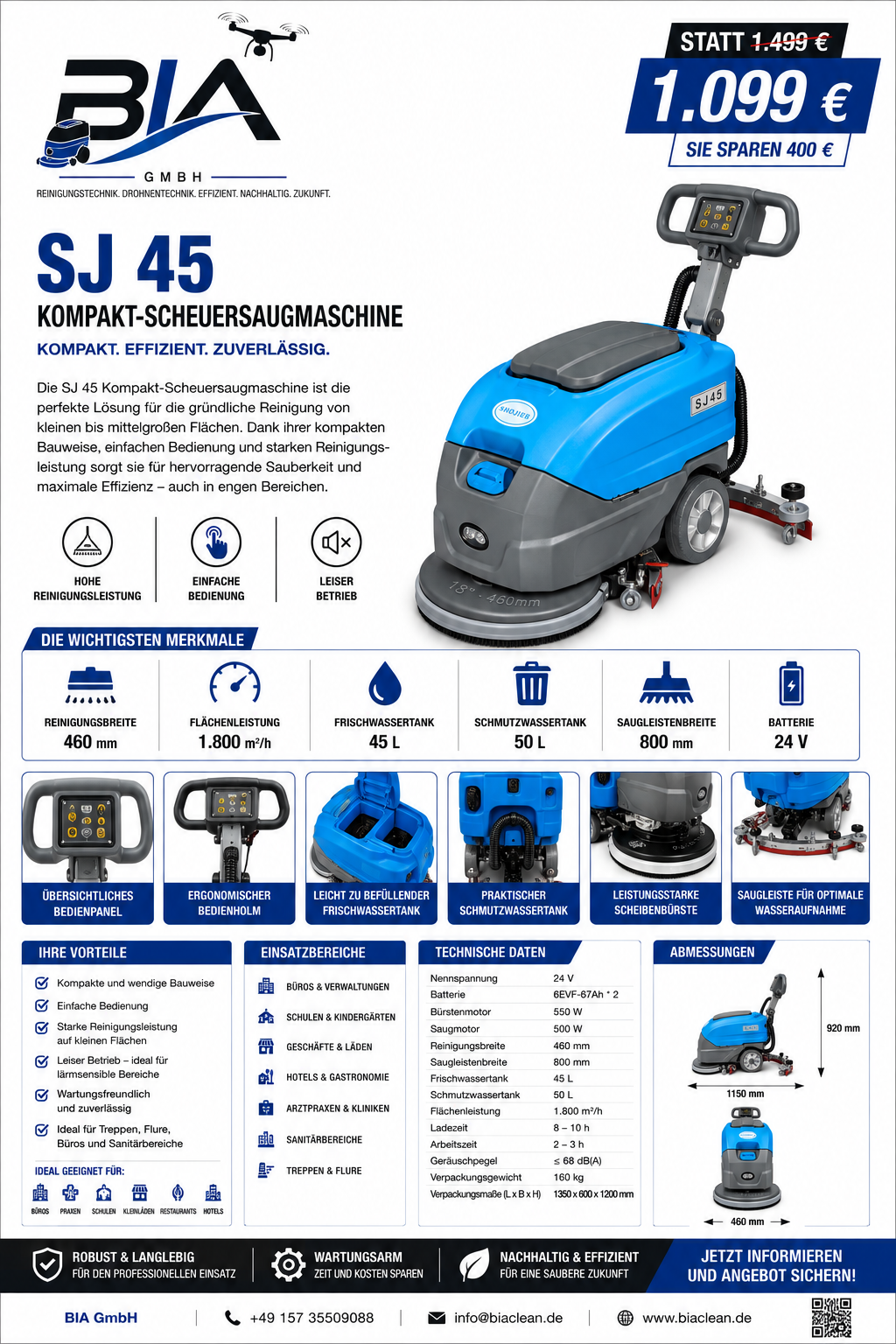 Datenblatt Kompakt-Scheuersaugmaschine SJ45 von BIA Clean